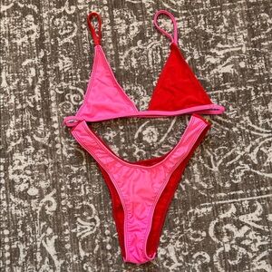 Minimale animale Pink and Red Bikini Set